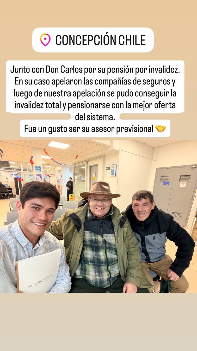 Testimonio de cliente de P. Alejandro Retamales Barraza, asesor previsional